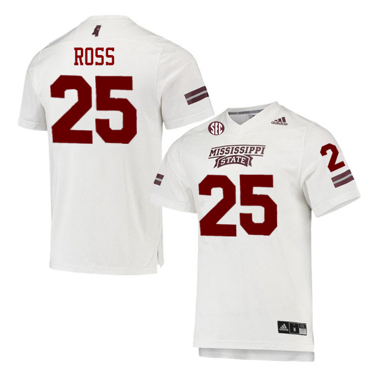 Men #25 Marcus Ross Mississippi State Bulldogs College Football Jerseys Stitched-White